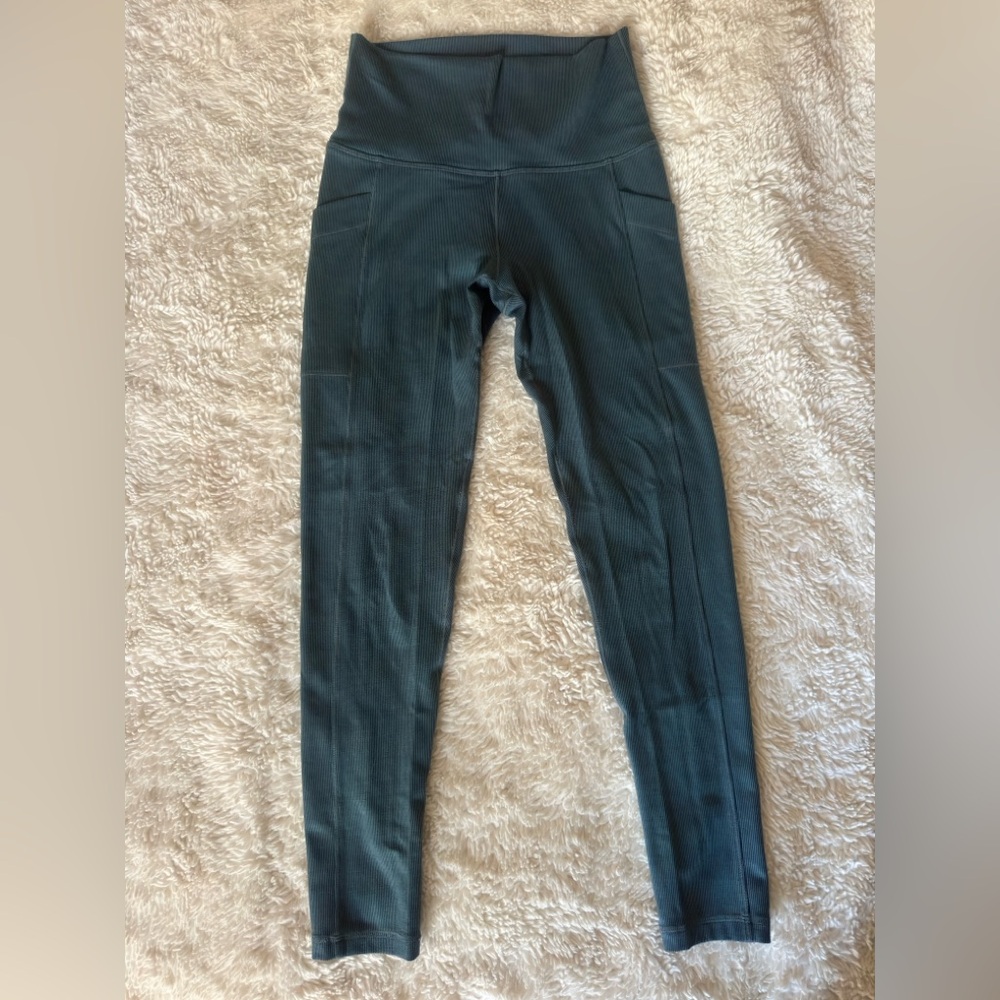 PrAna Teal Ribbed Leggings